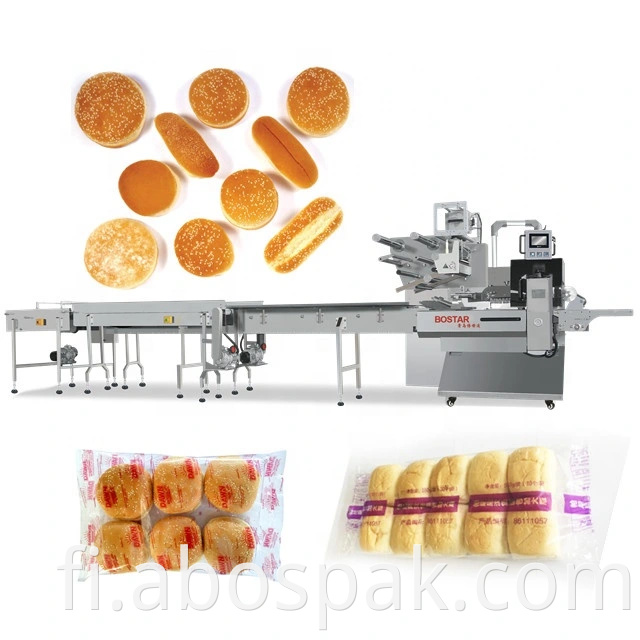 Automaattinen vaakasuuntainen pakkauskone tyynypakkaus leipäkeksipakkaus kaasutyppellä kakku-/vohveli-/keksejä/pullia/muffinsseja/leipää/leipomotuotteita varten